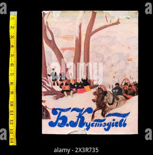 Kunstalbum von Boris Michailowitsch Kustodiew (russisch Борис Михайлович Кустодиев; 7. März 1878–28. Mai 1927) war ein russischer und später sowjetischer Maler und Bühnenbildner, der 1971 in der UdSSR erschien. Stockfoto