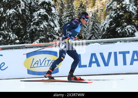 Ruhpolding, Deutschland. Januar 2024. RUHPOLDING, DEUTSCHLAND - 14. JANUAR: Tommaso Giacomel aus Italien tritt beim 12,5 km langen Rennen der Männer beim BMW IBU World Cup Biathlon Ruhpolding am 14. Januar 2024 in Ruhpolding an.240114 SEPA 24 111 - 20240114 PD30132 Credit: APA-PictureDesk/Alamy Live News Stockfoto