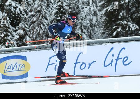 Ruhpolding, Deutschland. Januar 2024. RUHPOLDING, DEUTSCHLAND - 14. JANUAR: Tommaso Giacomel aus Italien tritt beim 12,5 km langen Rennen der Männer beim BMW IBU World Cup Biathlon Ruhpolding am 14. Januar 2024 in Ruhpolding an.240114 SEPA 24 110 - 20240114 PD30133 Credit: APA-PictureDesk/Alamy Live News Stockfoto