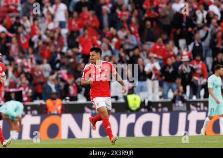 Marcos Leonardo erzielte beim Spiel der Liga Portugal zwischen SL Benfica und SC Braga im Estadio da Luz, Lissabon, Portugal. (Maciej Rogowski) Stockfoto