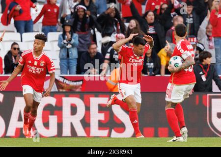 Marcos Leonardo erzielte beim Spiel der Liga Portugal zwischen SL Benfica und SC Braga im Estadio da Luz, Lissabon, Portugal. (Maciej Rogowski) Stockfoto