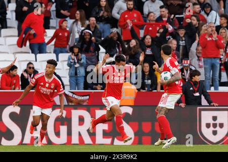 Marcos Leonardo erzielte beim Spiel der Liga Portugal zwischen SL Benfica und SC Braga im Estadio da Luz, Lissabon, Portugal. (Maciej Rogowski) Stockfoto