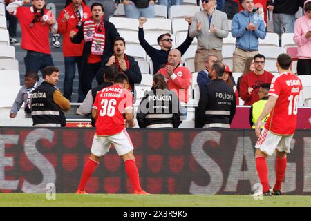 Marcos Leonardo erzielte beim Spiel der Liga Portugal zwischen SL Benfica und SC Braga im Estadio da Luz, Lissabon, Portugal. (Maciej Rogowski) Stockfoto