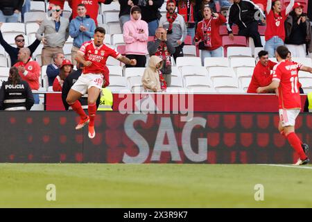 Marcos Leonardo erzielte beim Spiel der Liga Portugal zwischen SL Benfica und SC Braga im Estadio da Luz, Lissabon, Portugal. (Maciej Rogowski) Stockfoto