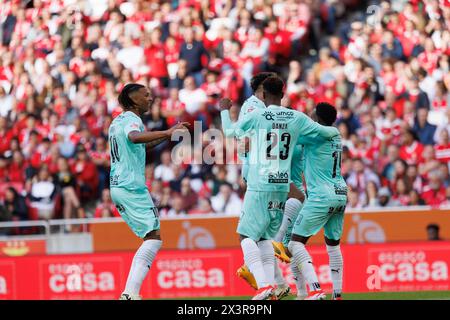 Horta feierte nach dem Tor während des Liga-Portugal-Spiels zwischen SL Benfica und SC Braga im Estadio da Luz, Lissabon, Portugal. (Maciej Rogowski) Stockfoto