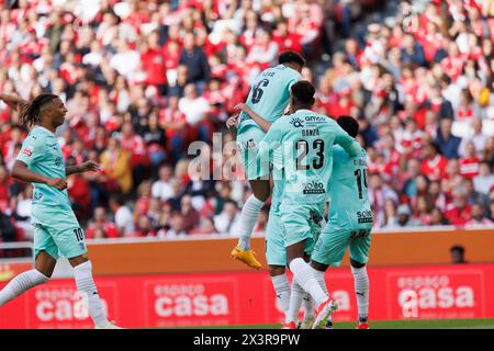 Horta feierte nach dem Tor während des Liga-Portugal-Spiels zwischen SL Benfica und SC Braga im Estadio da Luz, Lissabon, Portugal. (Maciej Rogowski) Stockfoto