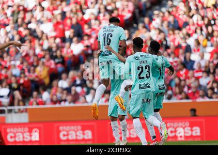 Horta feierte nach dem Tor während des Liga-Portugal-Spiels zwischen SL Benfica und SC Braga im Estadio da Luz, Lissabon, Portugal. (Maciej Rogowski) Stockfoto