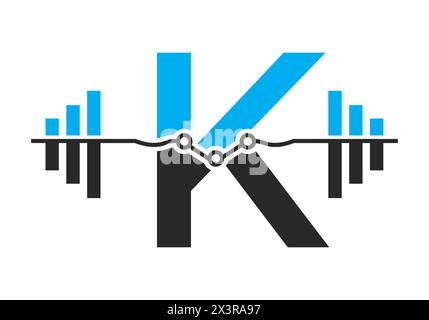 Initial Letter K Fitness Logo Konzept mit Hantelsymbol. Fitnessstudio Symbol Stock Vektor