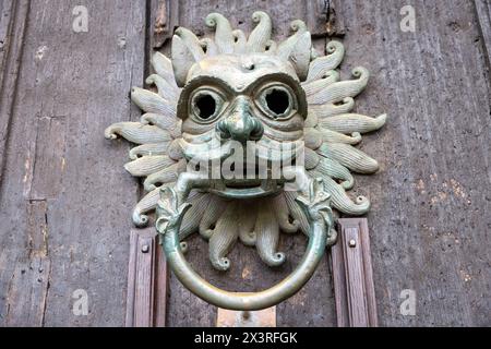 Der Nachbau des Sanctuary Knocker an der Tür der Kathedrale von Durham. Das Original befindet sich im Gebäude Stockfoto