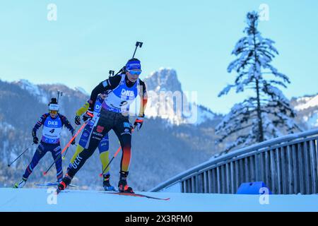 Ruhpolding, Deutschland. Januar 2024. RUHPOLDING, DEUTSCHLAND - 14. JANUAR: Franziska Preuss aus Deutschland tritt am 14. Januar 2024 in Ruhpolding bei der 10 km langen Verfolgung der Frauen beim BMW IBU World Cup Biathlon in Ruhpolding an.240114 SEPA 24 020 - 20240114 PD30254 Credit: APA-PictureDesk/Alamy Live News Stockfoto