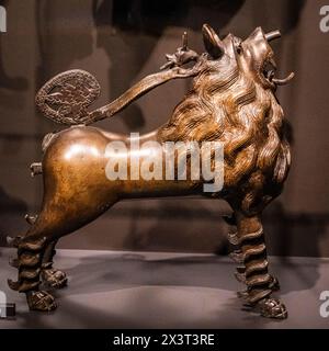 Aquamanile in Form eines Löwen, 15. Jahrhundert, Amsterdam, Niederlande Stockfoto