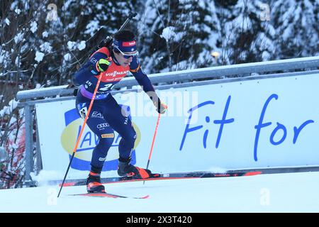 Ruhpolding, Deutschland. Januar 2024. RUHPOLDING, DEUTSCHLAND - 13. JANUAR: Tommaso Giacomel aus Italien tritt beim 10 km-Sprint der Männer beim BMW IBU World Cup Biathlon Ruhpolding am 13. Januar 2024 in Ruhpolding an.240113 SEPA 24 042 - 20240113 PD26189 Credit: APA-PictureDesk/Alamy Live News Stockfoto