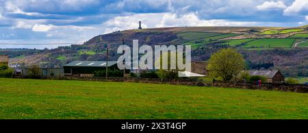 Panoramablick auf die Landschaft von Edenfield im Großraum Manchester. Stockfoto