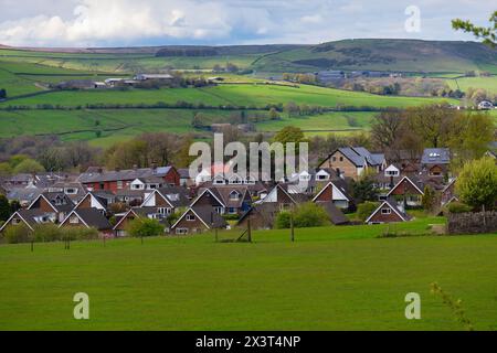 Panoramablick auf die Landschaft von Edenfield im Großraum Manchester. Stockfoto