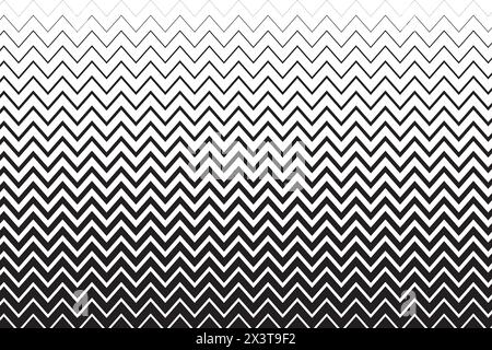Horizontale Zickzacklinien unterschiedlicher Dicke. Hintergrund mit schwarzen und weißen Zickzack-Streifen. Parallel gezackte Streifenstruktur. Scrapbooking oder Stock Vektor