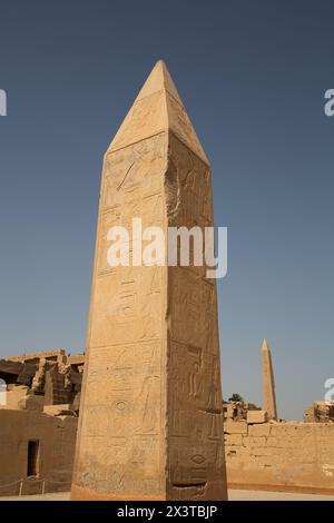 Obelisk der Königin Hatschepsut, Karnak Tempelkomplex, UNESCO-Weltkulturerbe, Luxor, Ägypten Stockfoto