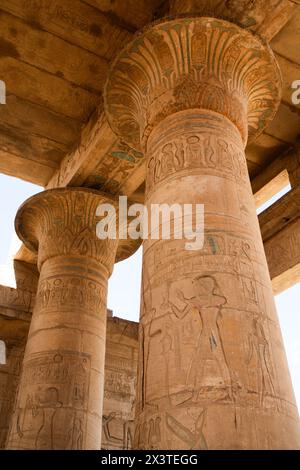 Colunms, Hypostilhalle, Ramesseum, Gedenktempel des Pharao Ramesses II, Antike Theben, UNESCO-Weltkulturerbe, Luxor, Ägypten Stockfoto