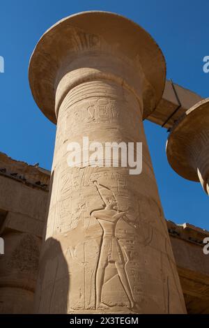 Colunms, Hypostilhalle, Ramesseum, Gedenktempel des Pharao Ramesses II, Antike Theben, UNESCO-Weltkulturerbe, Luxor, Ägypten Stockfoto