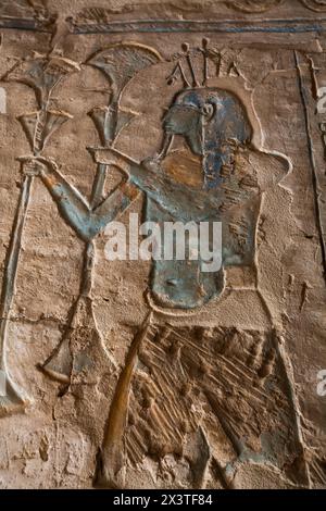 Relief, Diety Chapel, Great Hypostyle, Medinet Habu, Totentempel von Ramesses III, 1187-56 v. Chr., altes Theben, UNESCO-Weltkulturerbe, Luxor, Stockfoto