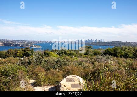 Der dritte Quarantänefriedhof auf North Head Manly bietet einen Panoramablick auf den Hafen von Sydney und das Stadtzentrum von Sydney, NSW, Australien, 2024 Stockfoto