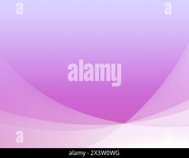 Gekrümmte und transparente weiße Schichten oder Linien auf hellem Flieder oder rosa bis violett rosa Farbverlauf Hintergrund. Abstrakter und moderner Hintergrund. Stockfoto