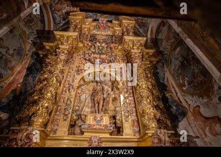 Capilla de San Juan Bautista, retablo churrigueresco , 1717, catedral de Santa María de Calahorra, Calahorra, La Rioja , Spanien, Europa Stockfoto