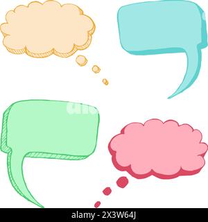 Eine Sammlung von mehrfarbigen Gedankenblasen in verschiedenen Comic-Stilen Stock Vektor