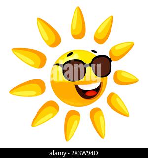 Smiley-Zeichentrickfilm „Sonne in Sonnenbrille“ Stock Vektor