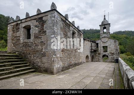 Pabellon de don Pío, Monasterio de San Juan de Caaveiro, parque Natural Fragas del Eume,​ provincia de La Coruña, Galicien, Spanien Stockfoto