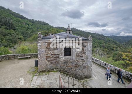 Pabellon de don Pío, Monasterio de San Juan de Caaveiro, parque Natural Fragas del Eume,​ provincia de La Coruña, Galicien, Spanien Stockfoto