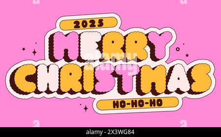 Frohe Weihnachten Happy Holidays groovige Karte. Stock Vektor