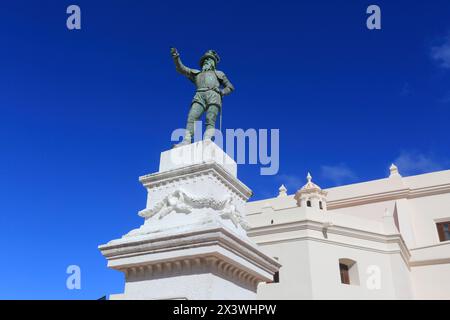 Usa, Porto Rico, San Juan. Statue Juan Ponce De Leon Stockfoto