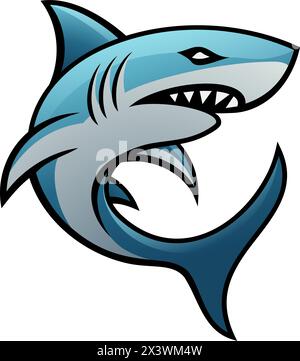 Shark Cartoon Icon Mascot Illustrationskonzept Stock Vektor