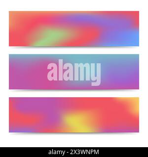 Glattes abstraktes, unscharfes Farbverlaufsset mit bunten Bannern. Abstrakter kreativer mehrfarbiger Hintergrund. Vektorabbildung Stock Vektor
