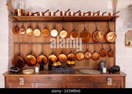 Frankreich. Seine et Marne. Vaux le Vicomte. Schloss Vaux le Vicomte. Die große Küche. Stockfoto