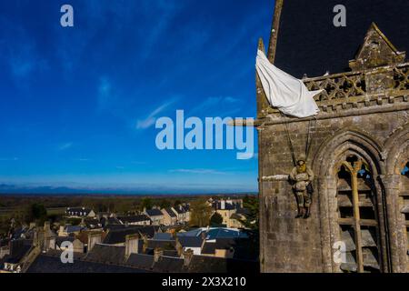 Frankreich, Calvados (14), Basse Normandie, eglise de Sainte-Mere-eglise Stockfoto