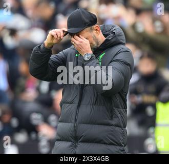 London, Großbritannien. April 2024 - West Ham United gegen Liverpool - Premier League - London Stadium. Liverpool Manager Jurgen Klopp. Bildnachweis: Mark Pain / Alamy Live News Stockfoto