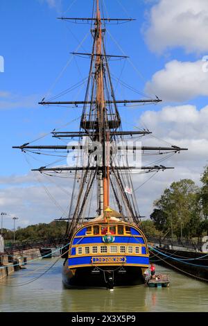 Frankreich, Nouvelle Aquitaine, Charente Maritime (17) Rochefort, corderie royale, Lafayette Boat (l hermine) Stockfoto