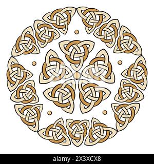 Raven handgezeichnet im keltischen Stil, auf dem Hintergrund des keltischen Mondornaments Stock Vektor