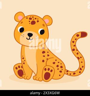 Niedlicher Cartoon-Leopard. Illustration für Kinder. Vektorabbildung. Stock Vektor