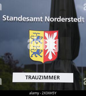 Norderstedt, Deutschland. April 2024. Blick auf den Eingang zum Hochzeitszimmer des Standesamtes. Quelle: Marcus Brandt/dpa/Alamy Live News Stockfoto