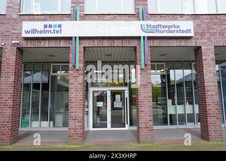 Norderstedt, Deutschland. April 2024. Blick auf das Servicezentrum der Stadtwerke Norderstedt und Wilhelm.tel GmbH. Quelle: Marcus Brandt/dpa/Alamy Live News Stockfoto