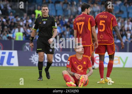 Neapel, Italien. April 2024. Stadio Diego Armando Maradona, Neapel, Italien - Gianluca Mancini von AS Romaduring Serie A Football Match, Napoli vs Roma, 28. April 2024 (Foto: Roberto Ramaccia/SIPA USA) Credit: SIPA USA/Alamy Live News Stockfoto