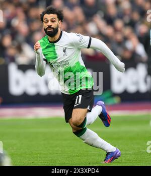 27. April 2024 - West Ham United gegen Liverpool - Premier League - London Stadium. Liverpool's Mo Salah in Aktion. Bild : Mark Pain / Alamy Live News Stockfoto