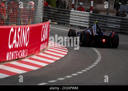 18 DARUVALA Jehan (ind), Maserati MSG Racing, Maserati Tipo Folgore, Aktion während des Monaco ePrix 2024, 6. Treffens der ABB FIA Formel E Weltmeisterschaft 2023-24, auf dem Circuit de Monaco vom 25. Bis 27. April 2024 in Monaco Stockfoto