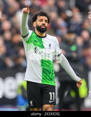 27. April 2024 - West Ham United gegen Liverpool - Premier League - London Stadium. Liverpool's Mo Salah in Aktion. Bild : Mark Pain / Alamy Live News Stockfoto