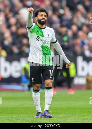 27. April 2024 - West Ham United gegen Liverpool - Premier League - London Stadium. Liverpool's Mo Salah in Aktion. Bild : Mark Pain / Alamy Live News Stockfoto