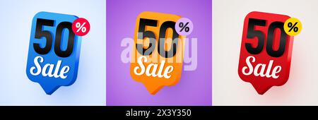 50 Prozent Rabatt. Rabatt kreative Komposition. Mega-Sale. Vektordarstellung. Stock Vektor