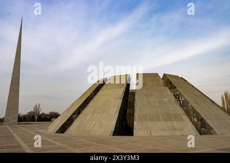 Armenische Völkermord-Gedenkstätte. Es ist ein Denkmal für den Völkermord an den Armeniern, der zwischen 1915 und 1923 vom Osmanischen Reich begangen wurde Stockfoto