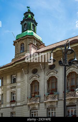 Neobarockes Rathaus am Rathausplatz in der historischen Altstadt von Bozen, Südtirol, Italien. Stockfoto